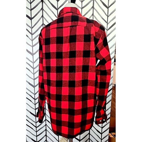 Men's Red Plaid Shirt Large Design‎ In Italy, Warm Thick Rockabilly Style - Picture 6 of 8